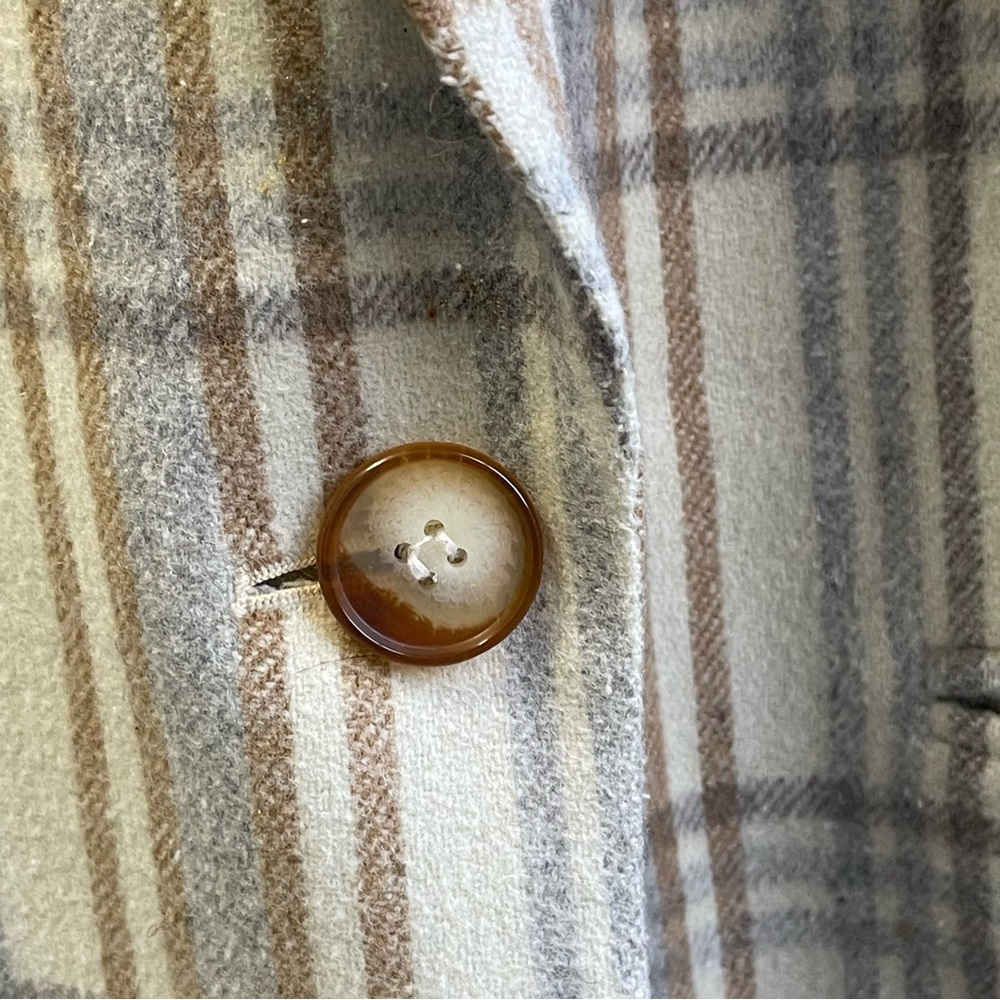 Vintage Tartan Plaid Wool Blend Blazer Boxy Preppy Structural Neutral Size L/XL - Picture 11 of 15